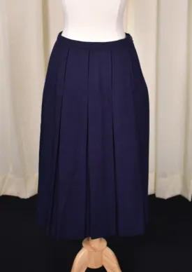 1950s Vintage Navy Box Pleat Skirt